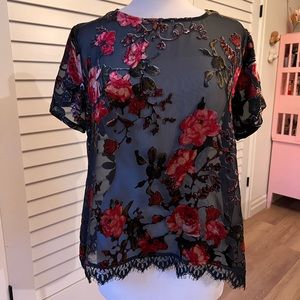 Jolt XL Velvet Burnout Sheer top
